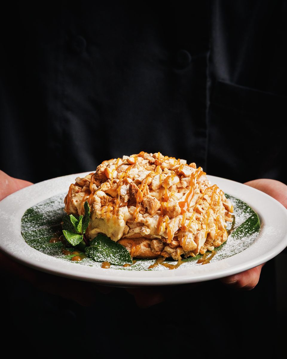A crisp shared dish presented on a banana leaf